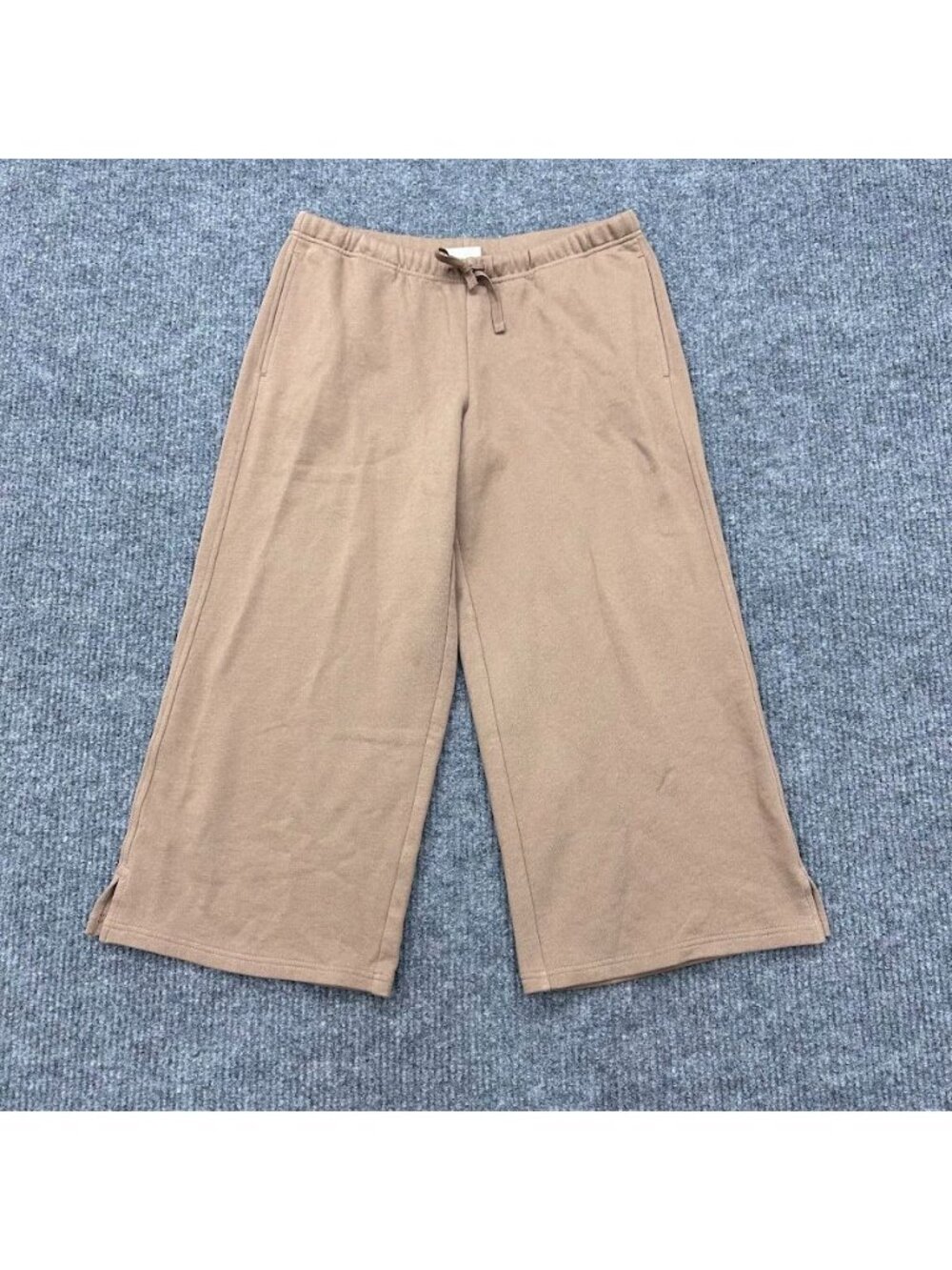 Pact Organic Cotton Wide Leg Cropped Sweatpants Drawstring Waist Womens Medium